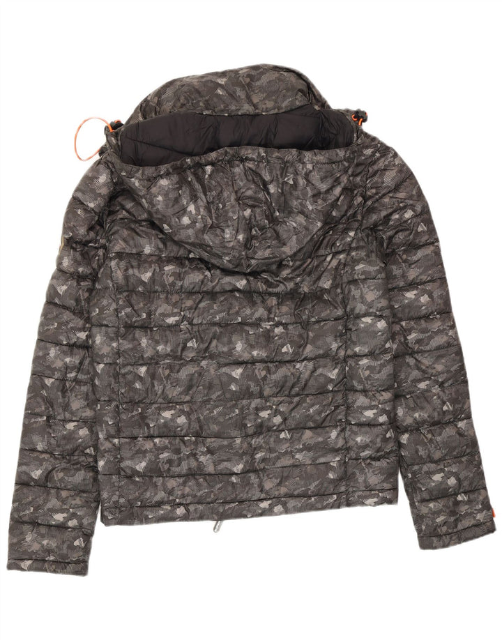 Superdry Veste matelassée à capuche pour femme UK 14 Gris moyen Camouflage Polyester