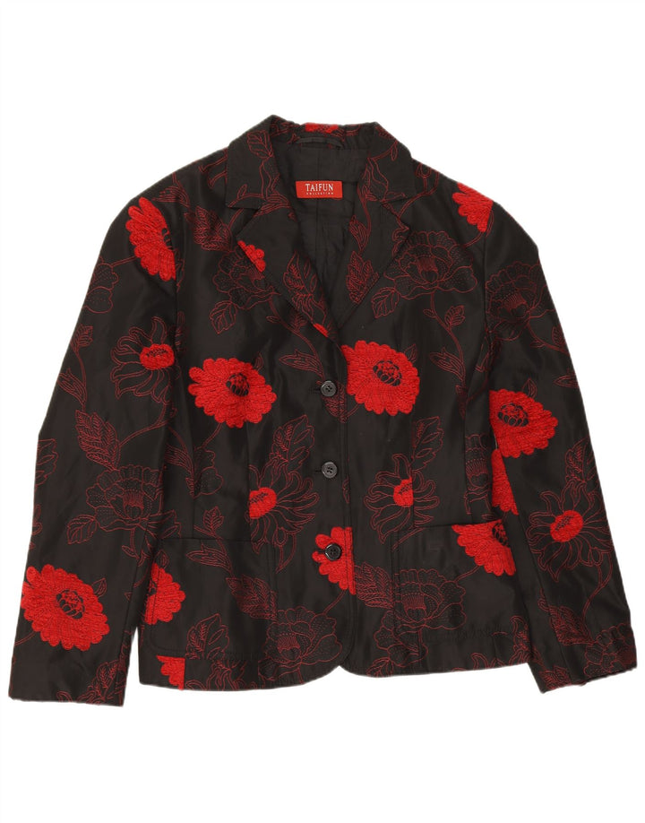 Taifun Veste blazer à 3 boutons pour femme UK 44 Large Noir Floral