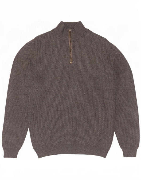 Massimo Dutti Pull Col Zippé Homme Gris Moyen Coton