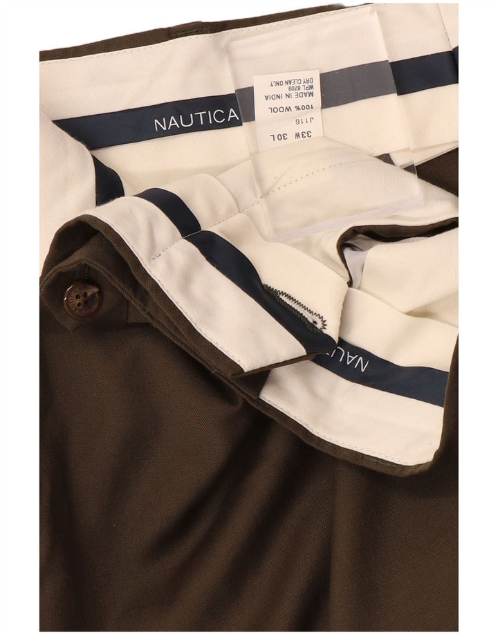 NAUTICA Pantalon de Costume à Chevilles Homme W33 L30 Laine Grise