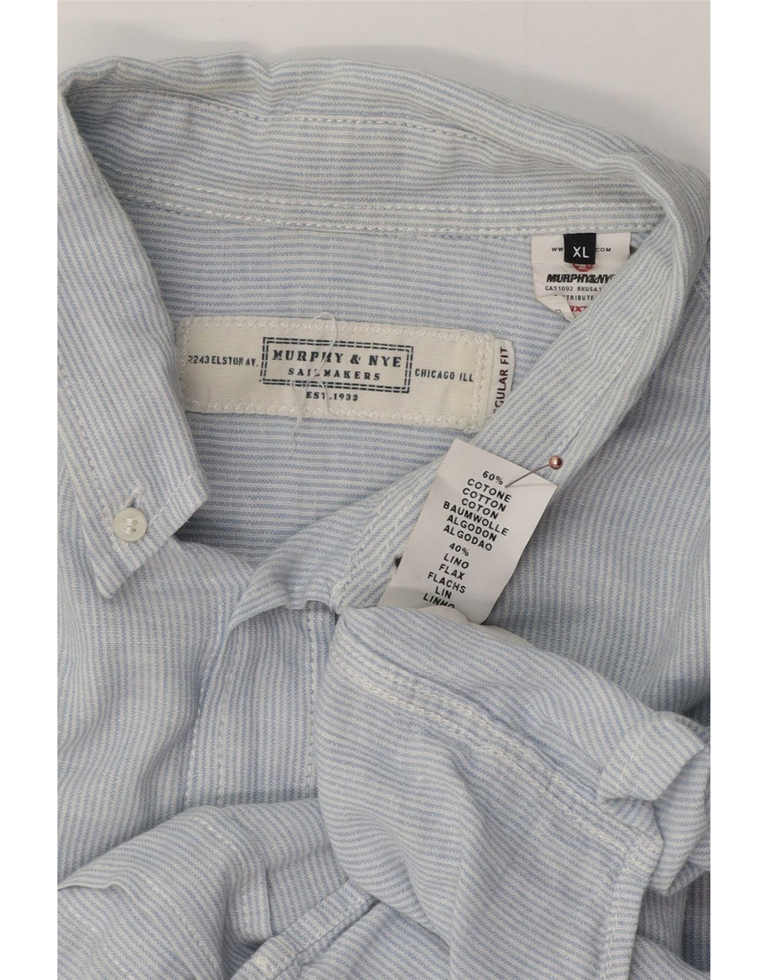 MURPHY & NYE Chemise Homme XL Coton Rayé Bleu