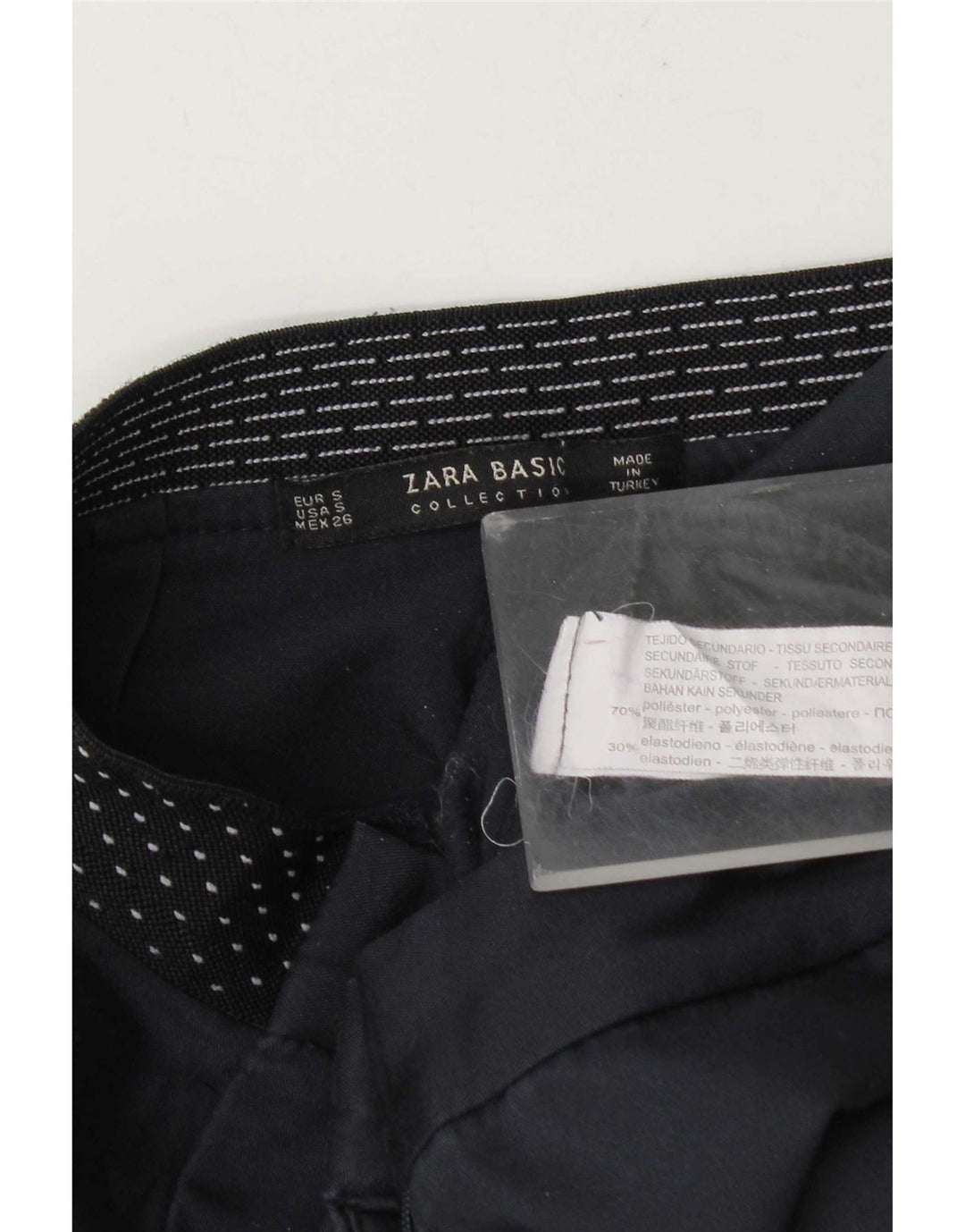 Pantalon Chino Slim Femme Zara Petit W26 L27 Bleu Marine Polyester