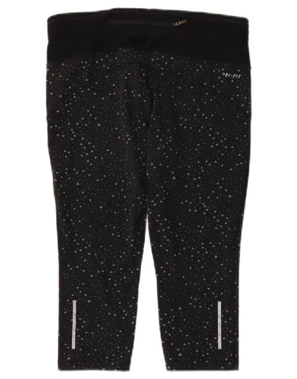 Nike Legging Capri Dri Fit pour femme UK 10 Petit Noir Géométrique Polyester