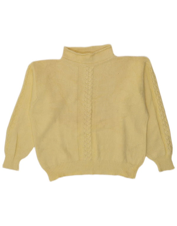 vintage Womens Turtle Neck Jumper Pull UK 16 Grand Jaune