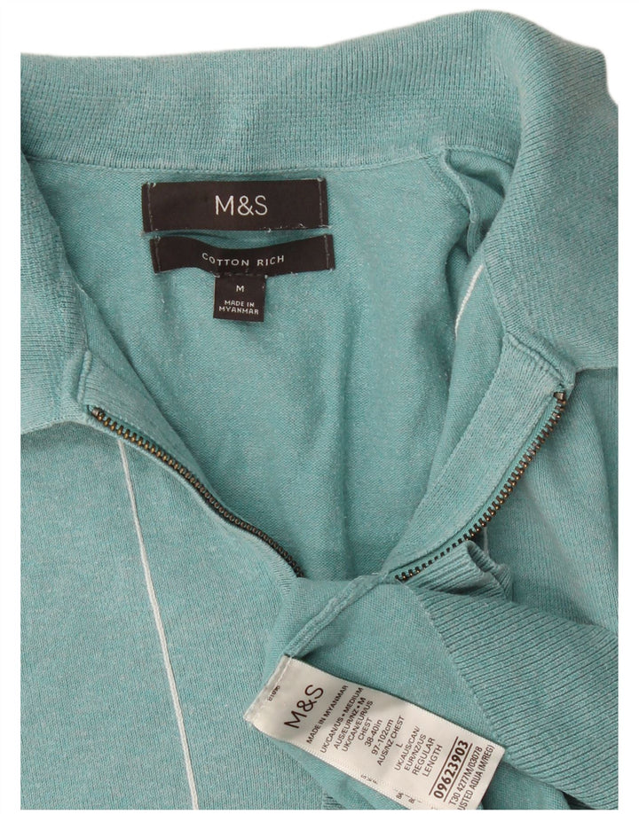 Marks & Spencer Polo à Manches Courtes Homme Rayé Turquoise Moyen