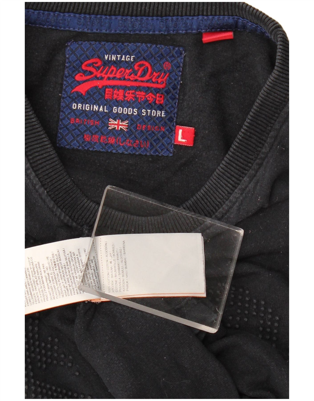 Superdry Haut graphique à manches longues pour hommes, grand coton noir