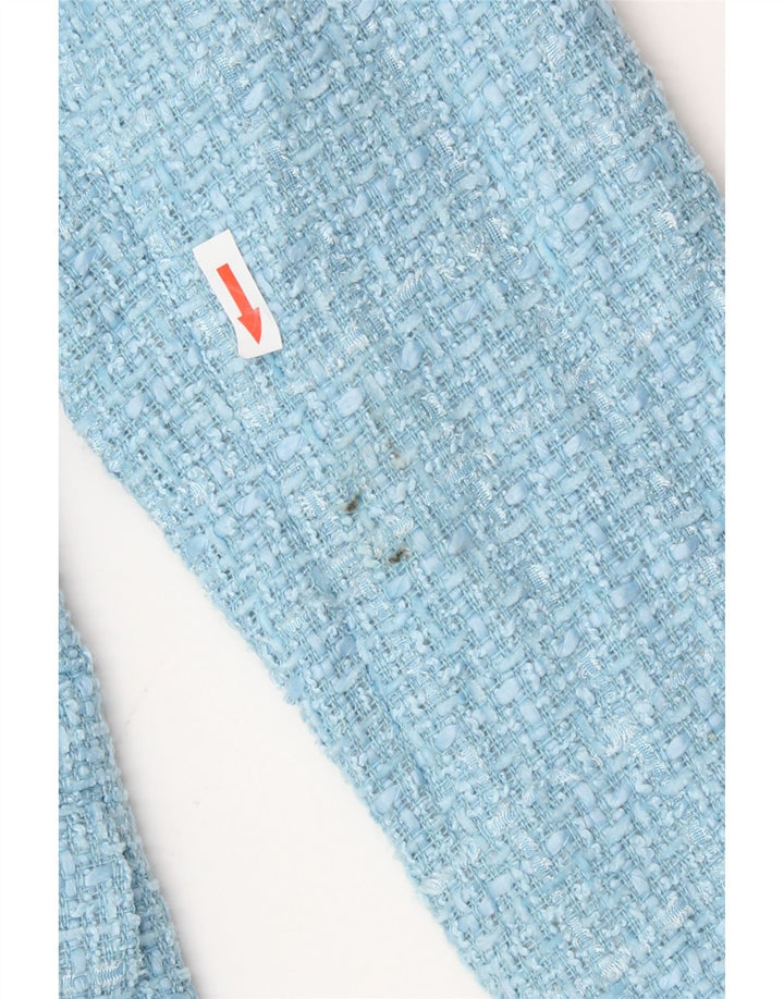 Zara Veste blazer à double boutonnage pour femme UK 14 Bleu moyen à carreaux en polyester