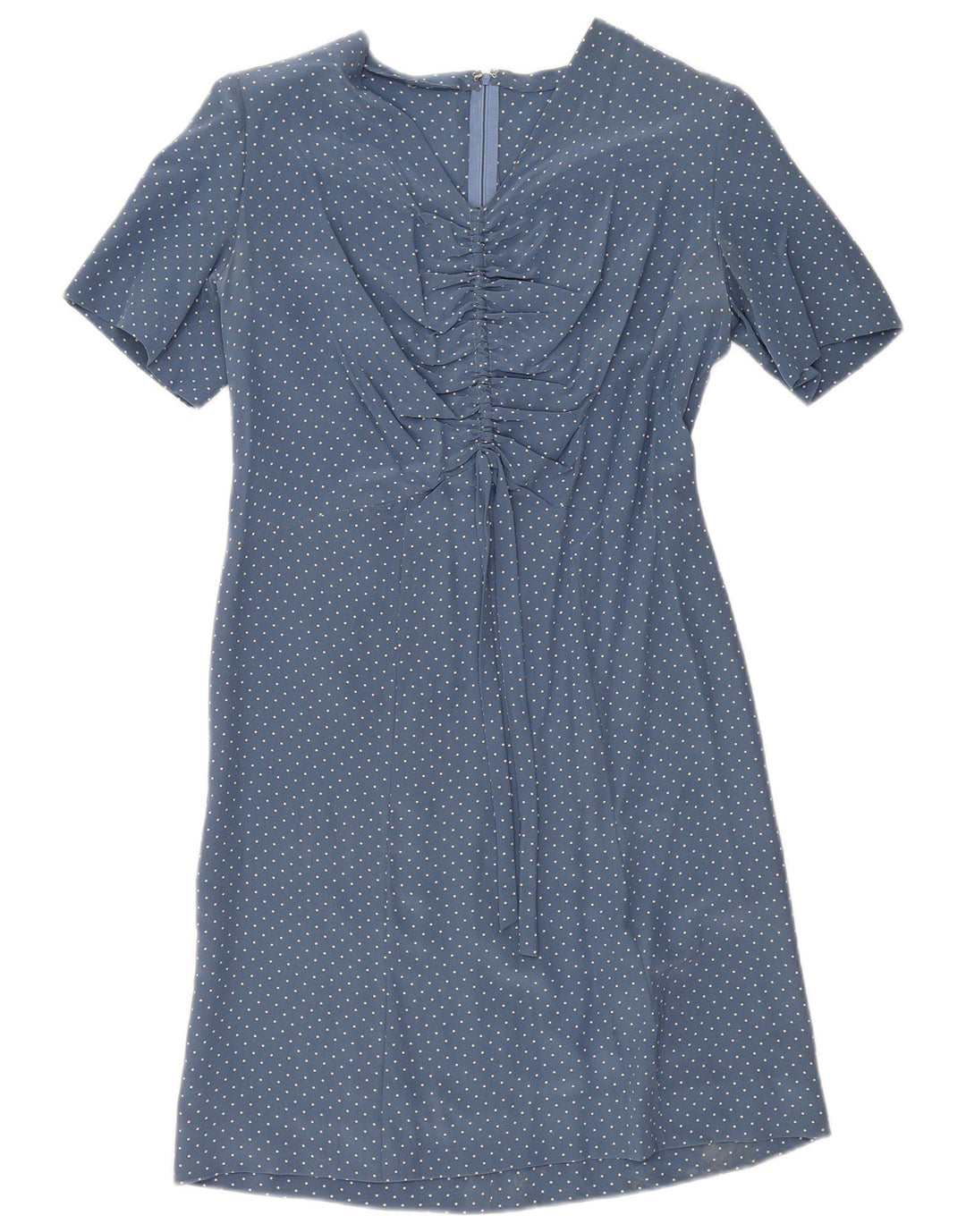 vintage Femme Robe A-Line UK 12 Bleu Moyen Tacheté