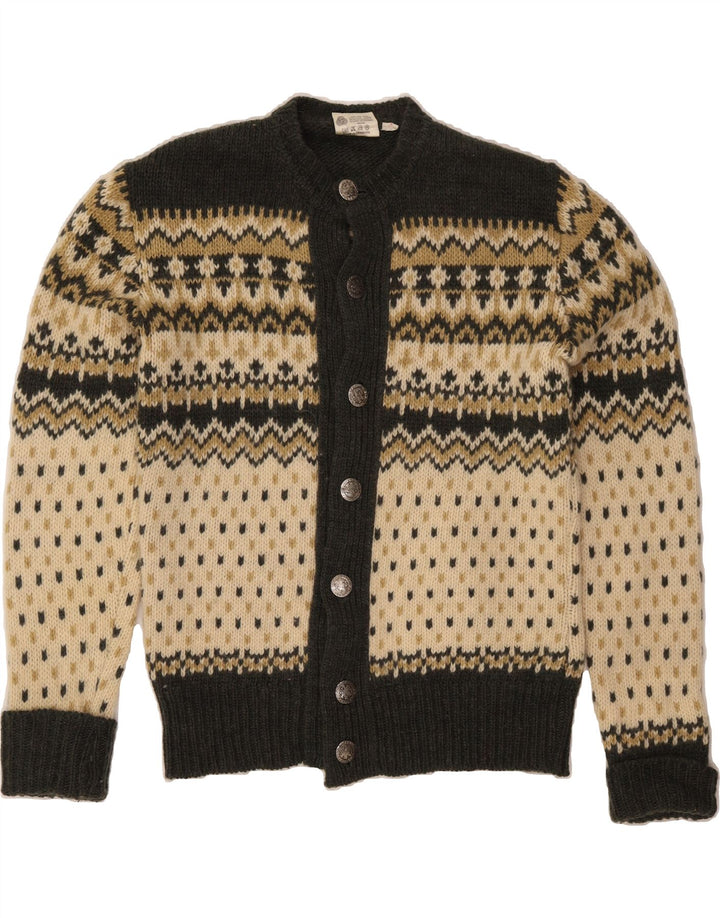 C&A Pull Cardigan Homme IT 52/54 Large Kaki Fair Isle Wool