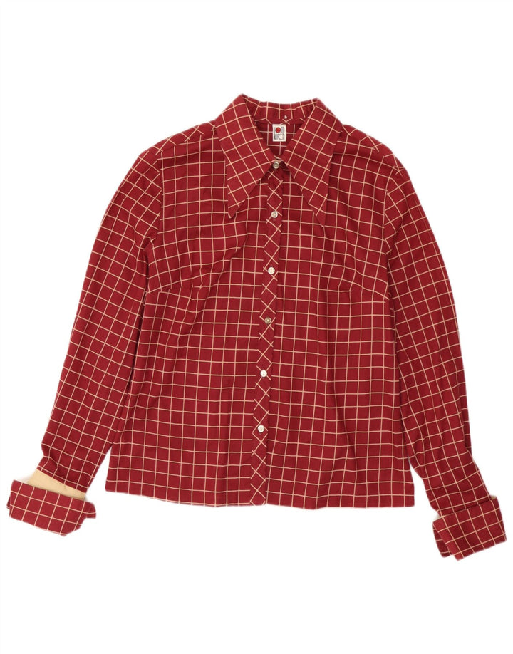 Chemise formelle femme vintage UK 14 Medium Burgundy Check