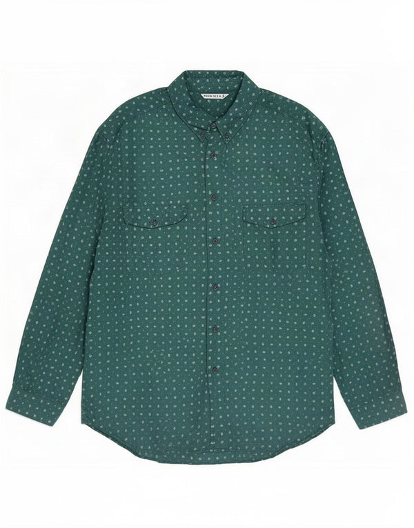 Chemise homme vintage 2XL Soie tachetée verte