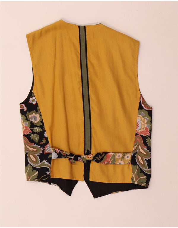 VINTAGE Gilet Femme UK 14 Acétate Floral Multicolore Moyen