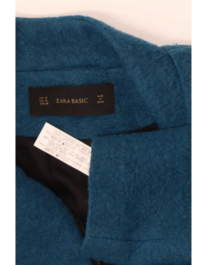 Zara Femme Pardessus UK 14 Medium Bleu Marine Polyester