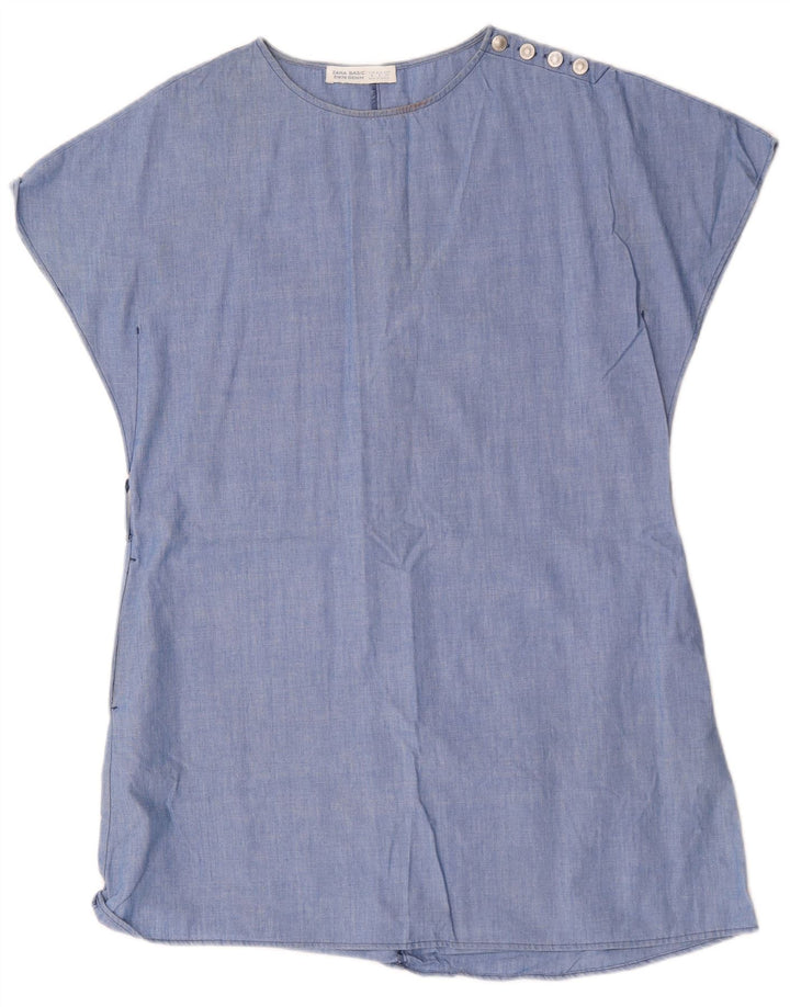 Zara Robe Tente Femme UK 14 Coton Bleu Moyen