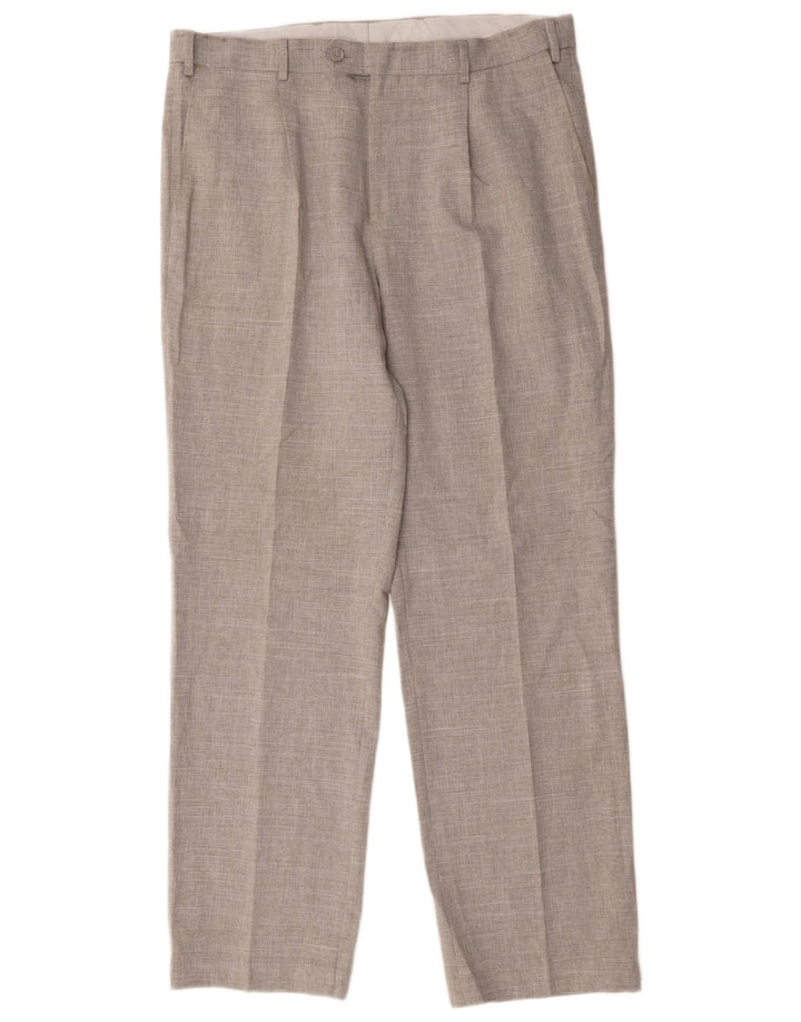 Marks & Spencer Pantalon de Costume Droit Homme W36 L33 Gris Polyester