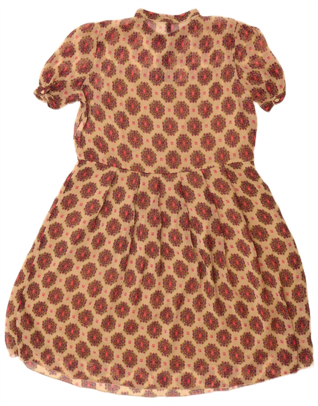 Benetton Robe trapèze pour femme UK 42 Beige moyen floral