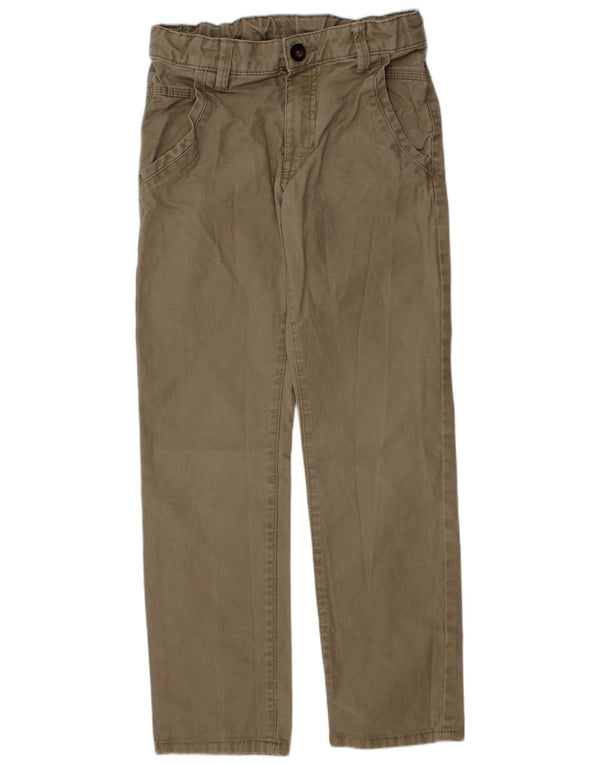Benetton Pantalon Chino Droit Garçon 7-8 Ans Moyen W24 L24 Kaki Coton