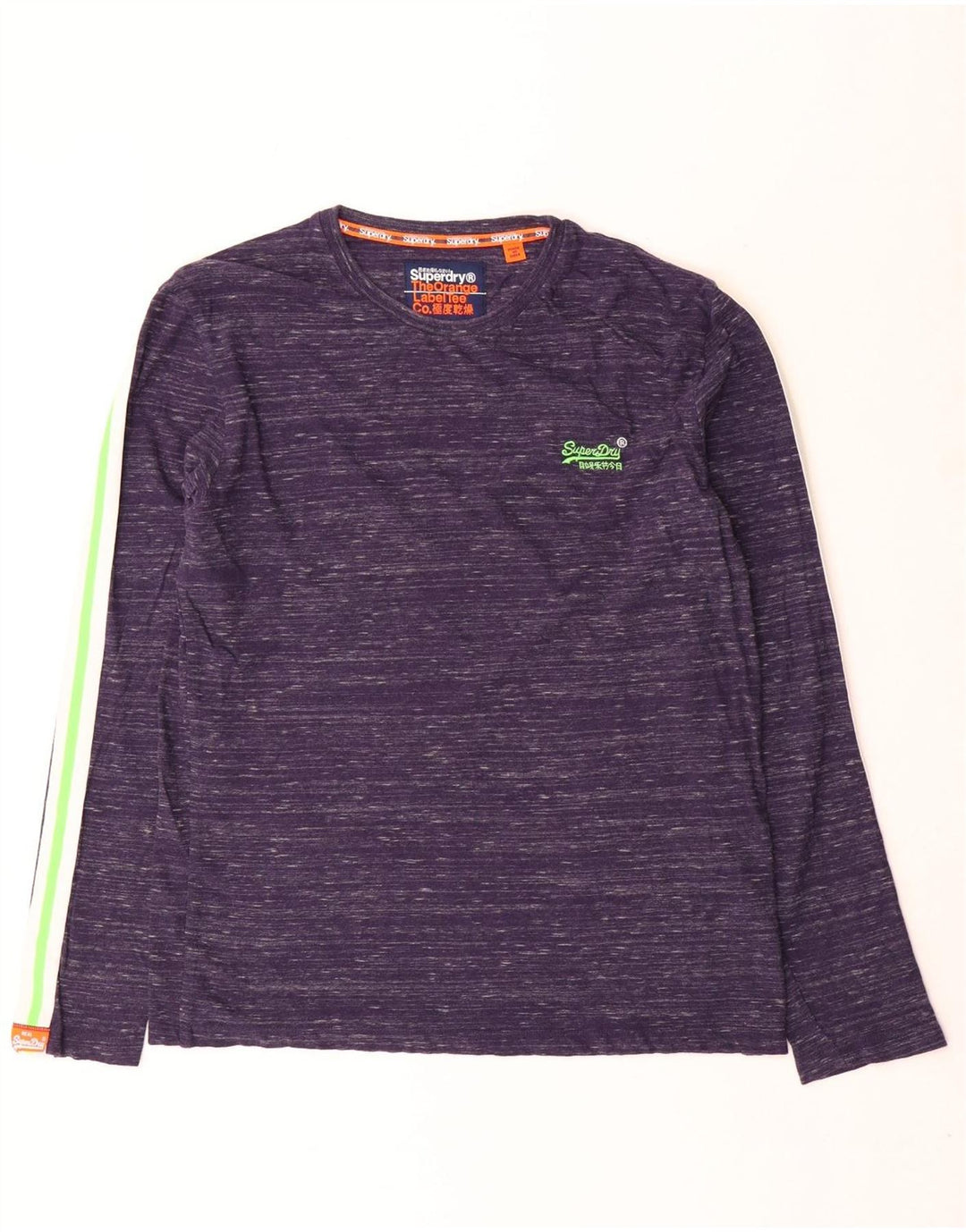 Superdry Haut à manches longues pour homme en coton moucheté bleu marine Large