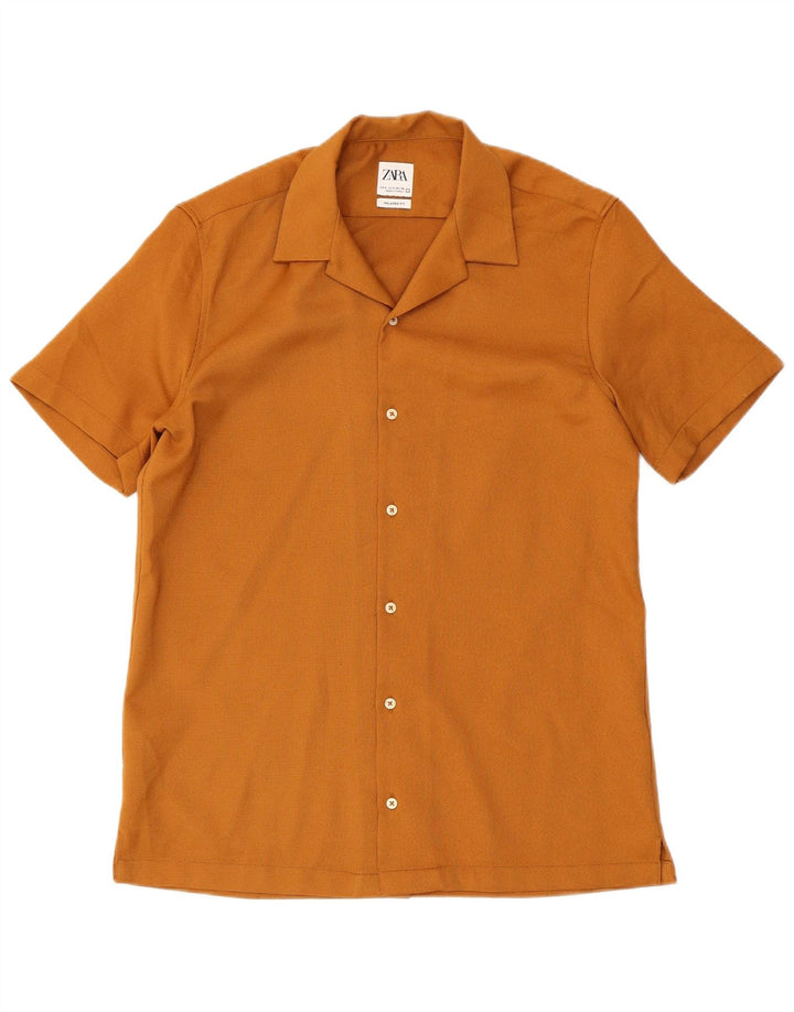Zara Chemise décontractée à manches courtes pour hommes, petit marron