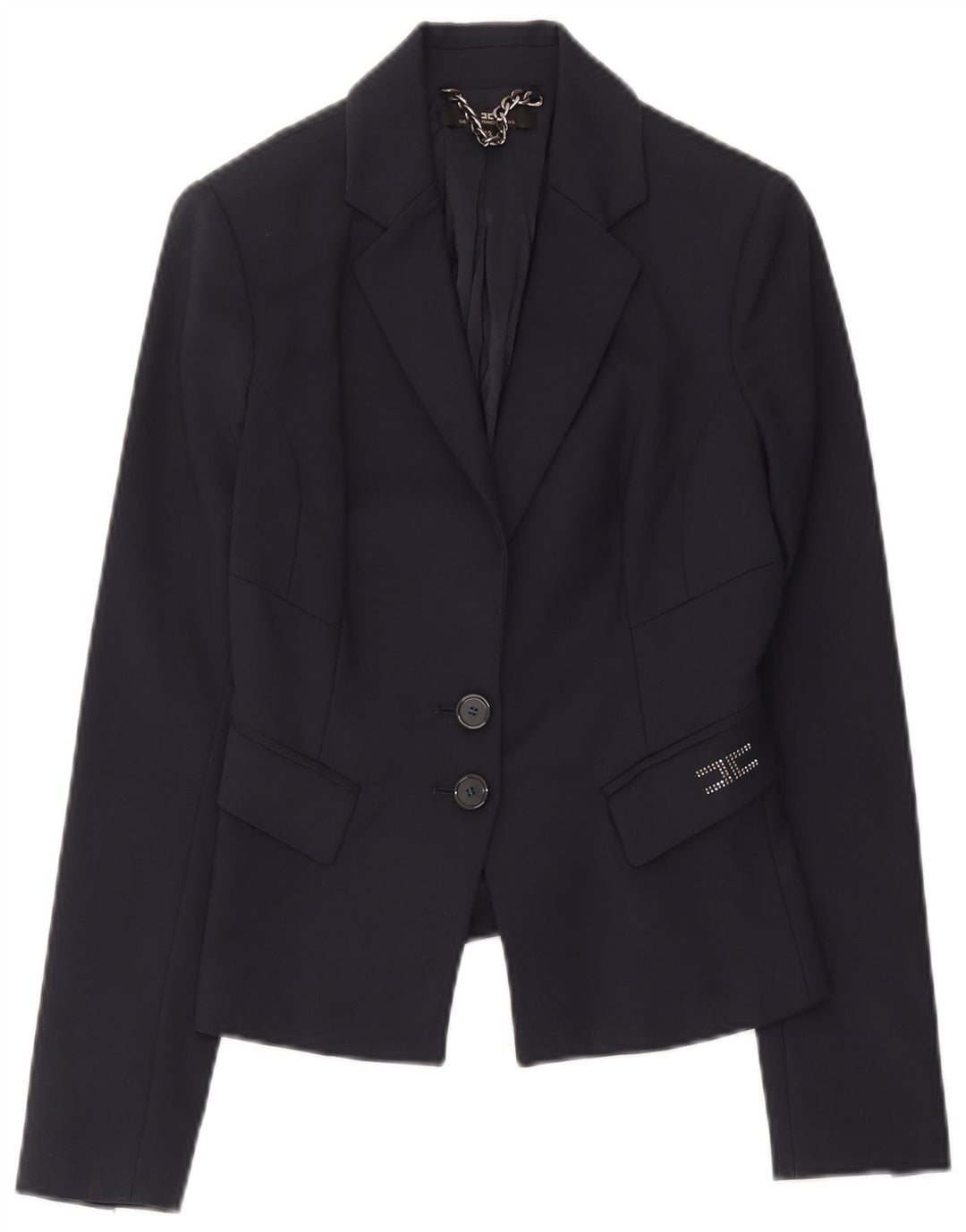 Elisabetta Franchi Veste Blazer 2 Boutons Femme IT 42 Bleu Marine Moyen