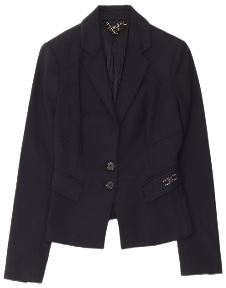 Elisabetta Franchi Veste Blazer 2 Boutons Femme IT 42 Bleu Marine Moyen