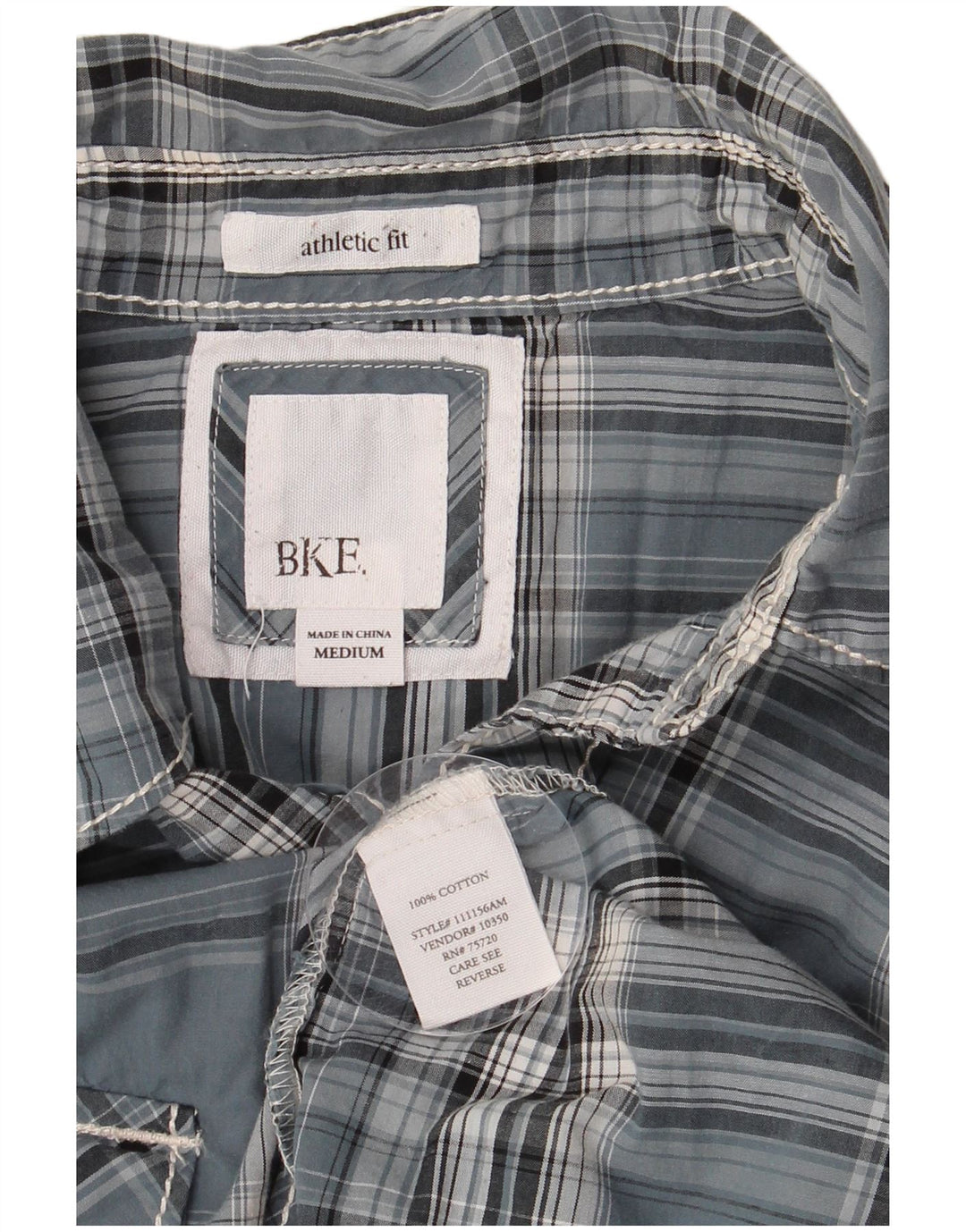 BKE Chemise athlétique pour homme en coton à carreaux bleu moyen