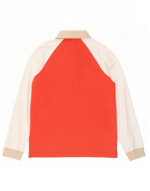 Henry's Polo de rugby à manches longues pour homme, grand color block rouge