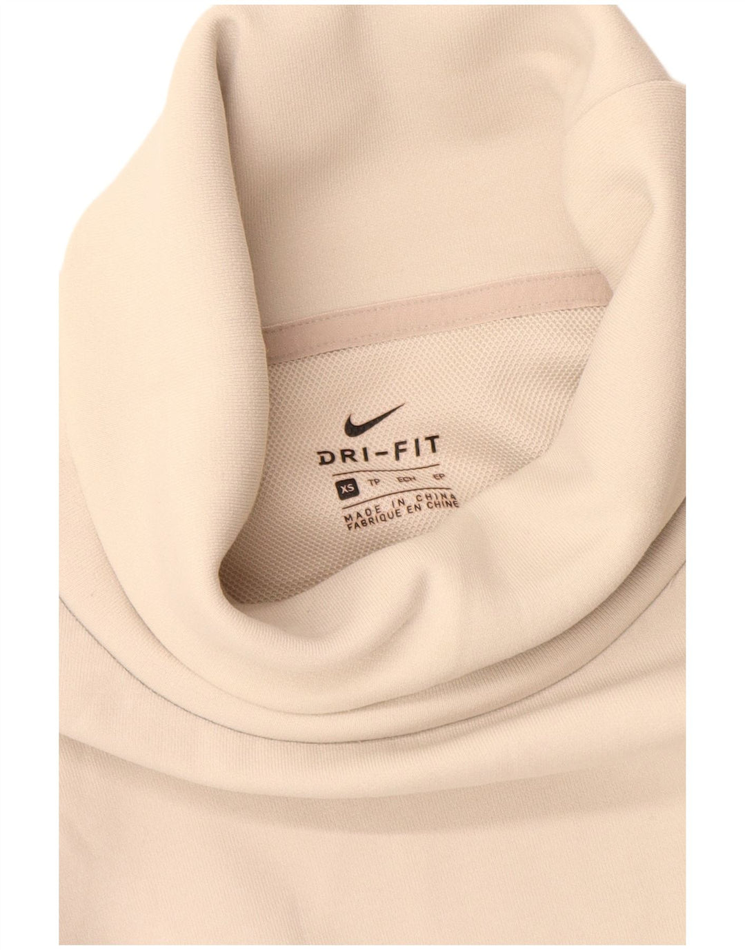 Nike Femme Dri Fit Surdimensionné Col Roulé Sweat Pull UK 6 XS Beige