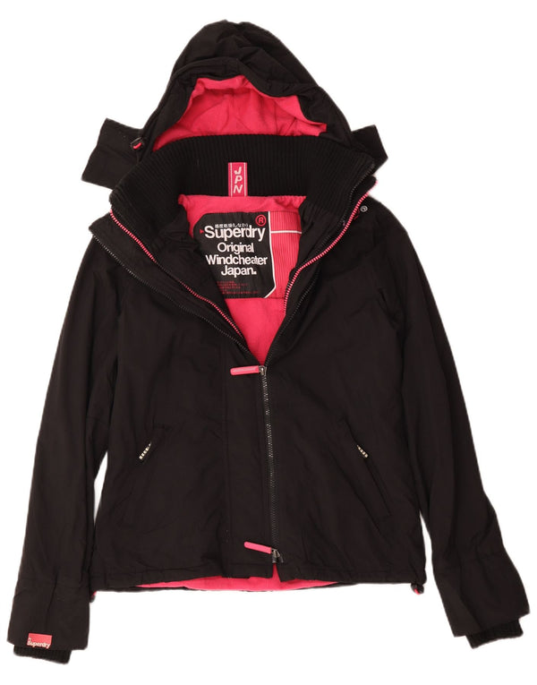 Superdry Veste coupe-vent à capuche Windcheater pour femme UK 14 Medium Noir