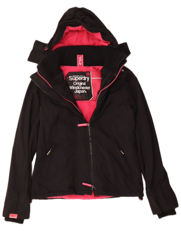 Superdry Veste coupe-vent à capuche Windcheater pour femme UK 14 Medium Noir