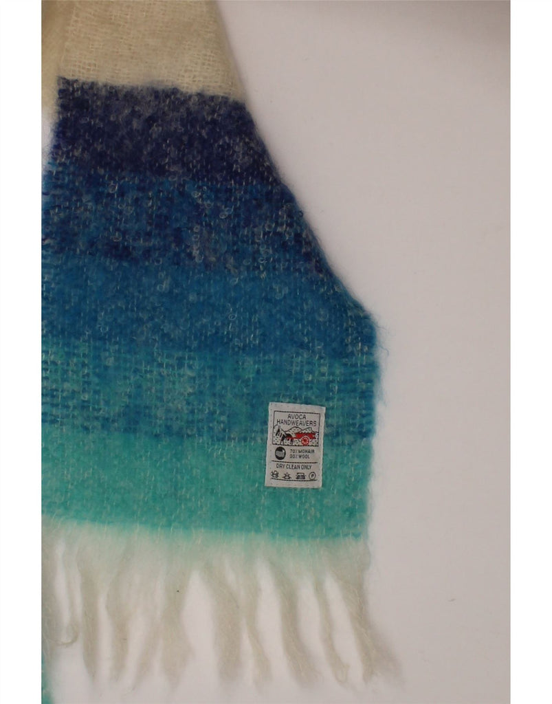 AVOCA Womens Knit Rectangle Scarf One Size White Striped Mohair Winter Vintage Avoca and Second-Hand Avoca from Messina Hembry 