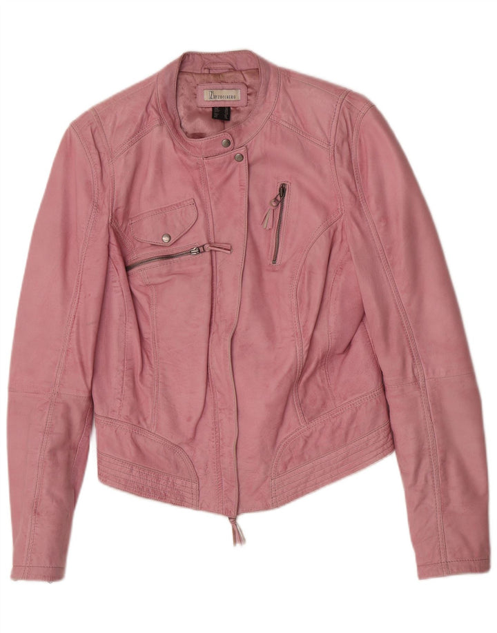 Zucchero Veste en cuir motard pour femme UK 16 Grand cuir rose
