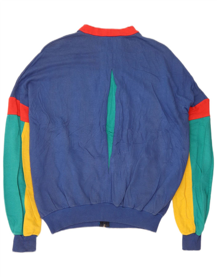 vintage Mens Survêtement Top Veste Grand Bleu Colorblock