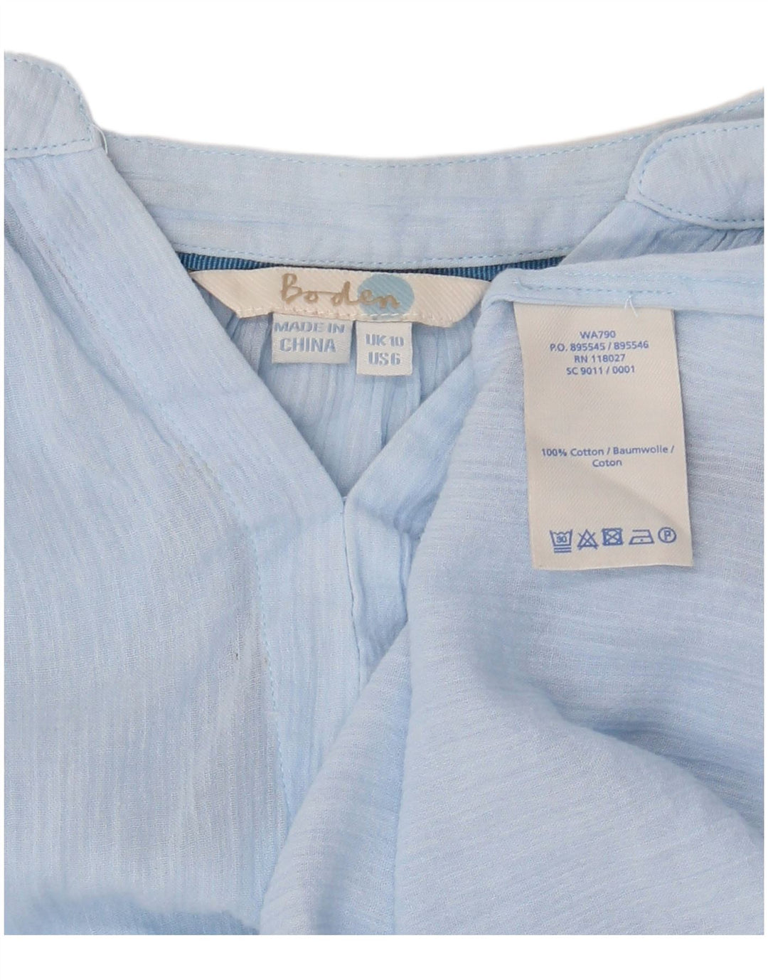 BODEN Chemisier surdimensionné à manches longues pour femme UK 10 Petit Bleu Coton