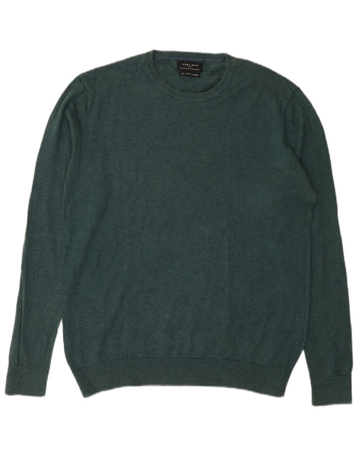 Zara Pull ras du cou pour homme XL en soie verte