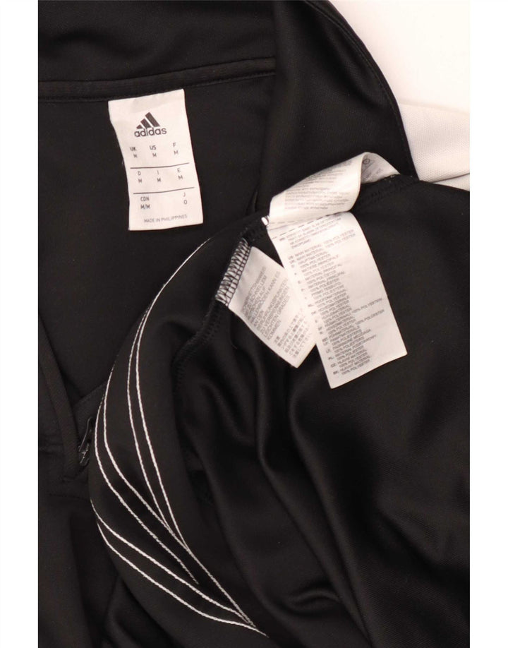 Adidas Hommes Climalite Zip Neck Top Manches Longues Noir Moyen Colorblock