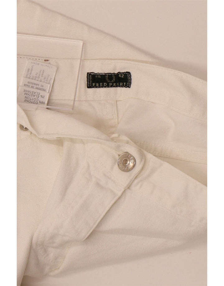 Fred Perry Jean Capri droit taille moyenne pour femme IT 42 Medium W27 L18 Blanc