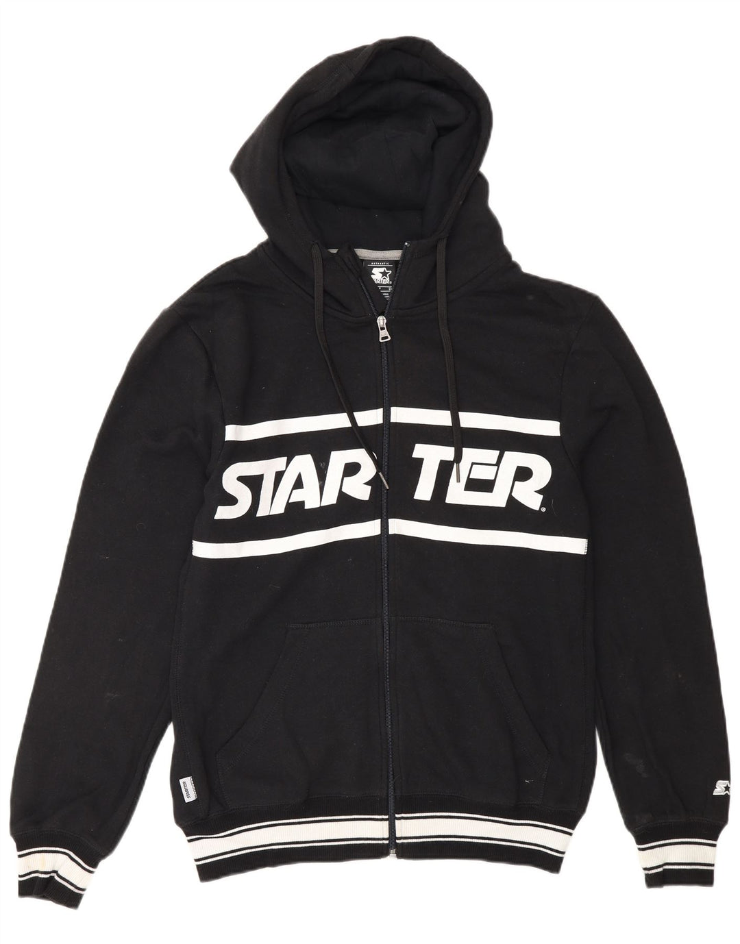 Starter Pull à capuche zippé graphique pour homme Petit coton noir