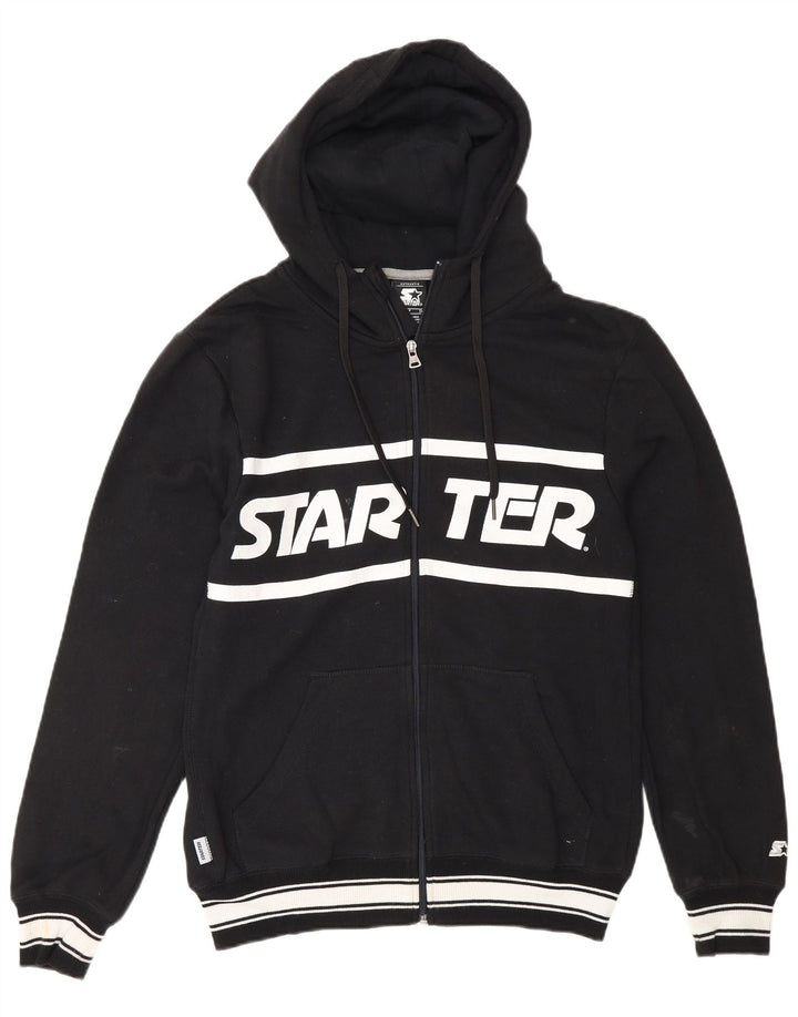 Starter Pull à capuche zippé graphique pour homme Petit coton noir