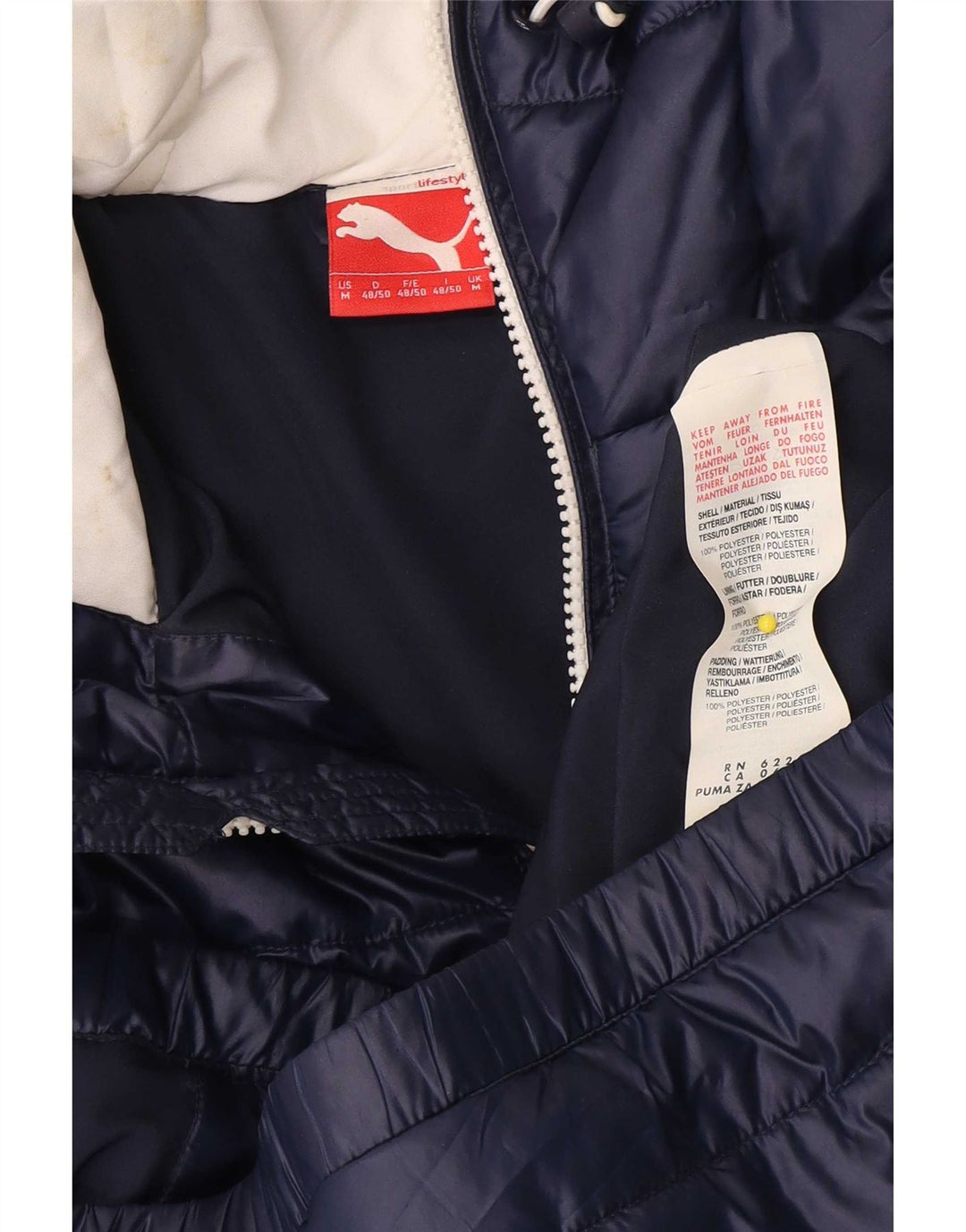 Puma Veste rembourrée à capuche pour homme UK 38 Bleu marine moyen Polyester