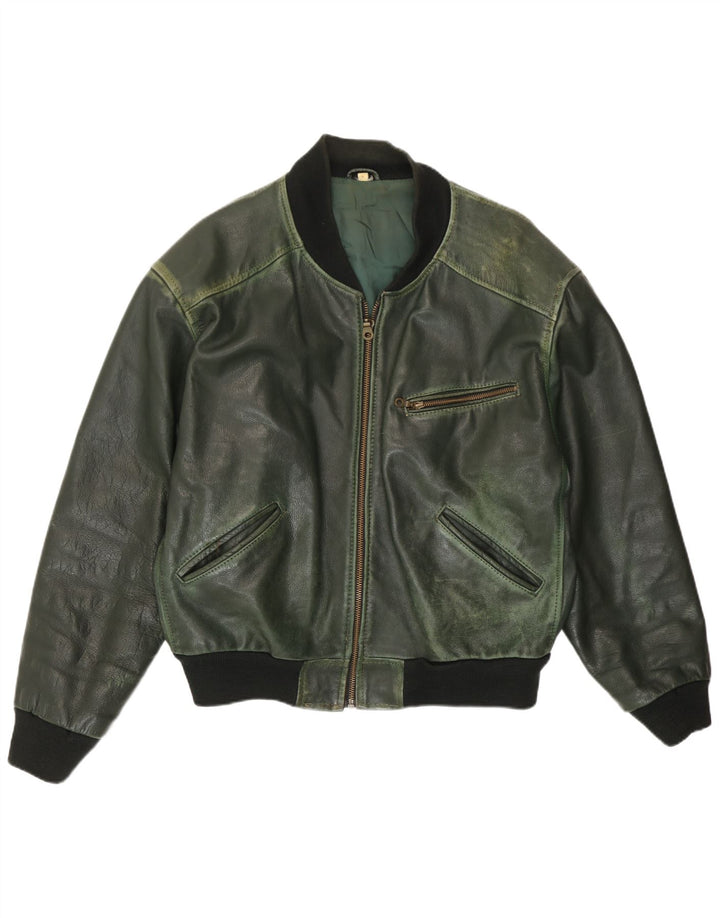 Conbipel Veste en Cuir Bomber Homme UK 40 Grand Cuir Vert