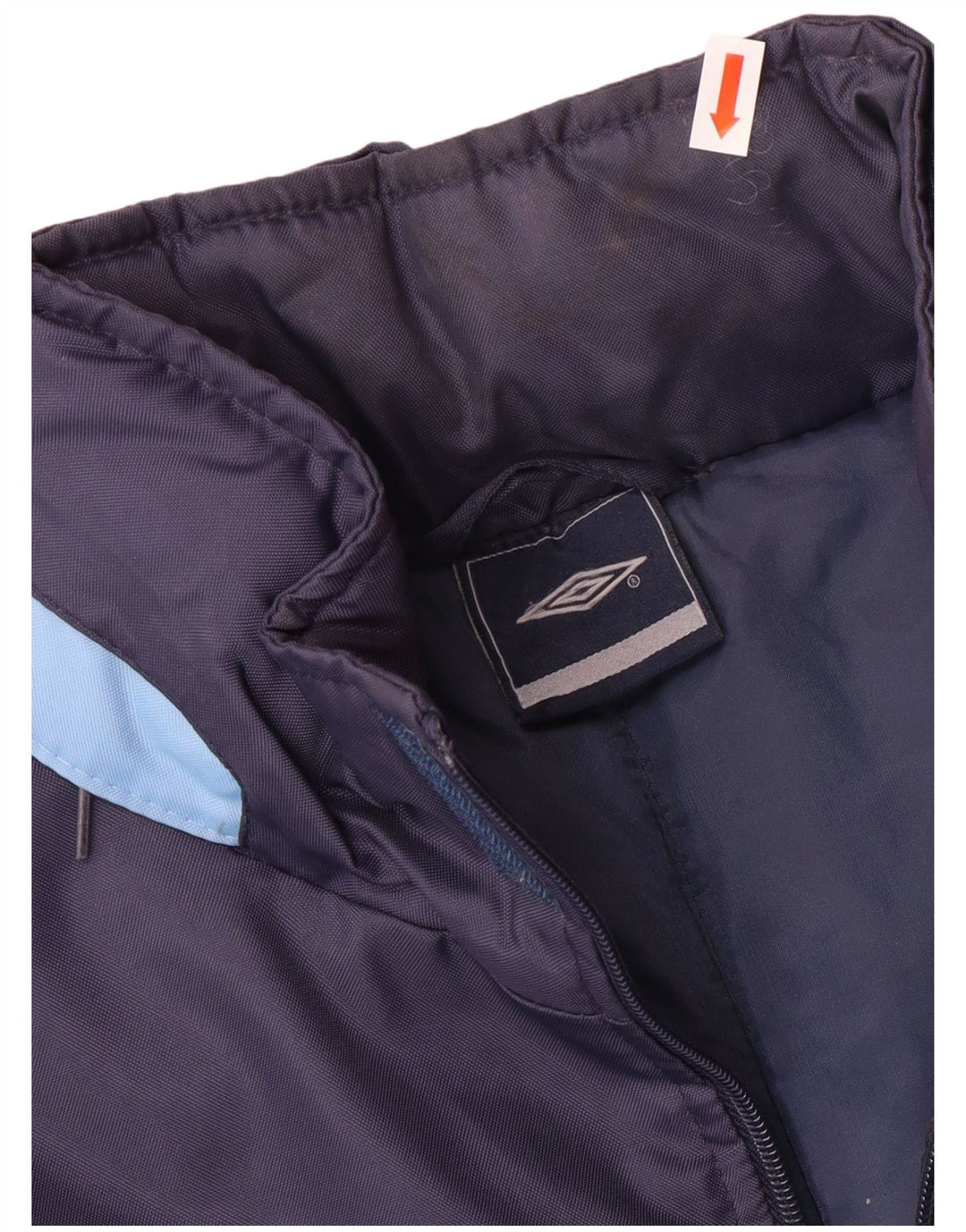 UMBRO Manteau rembourré à capuche pour homme UK 38 Bleu marine moyen Nylon colour block