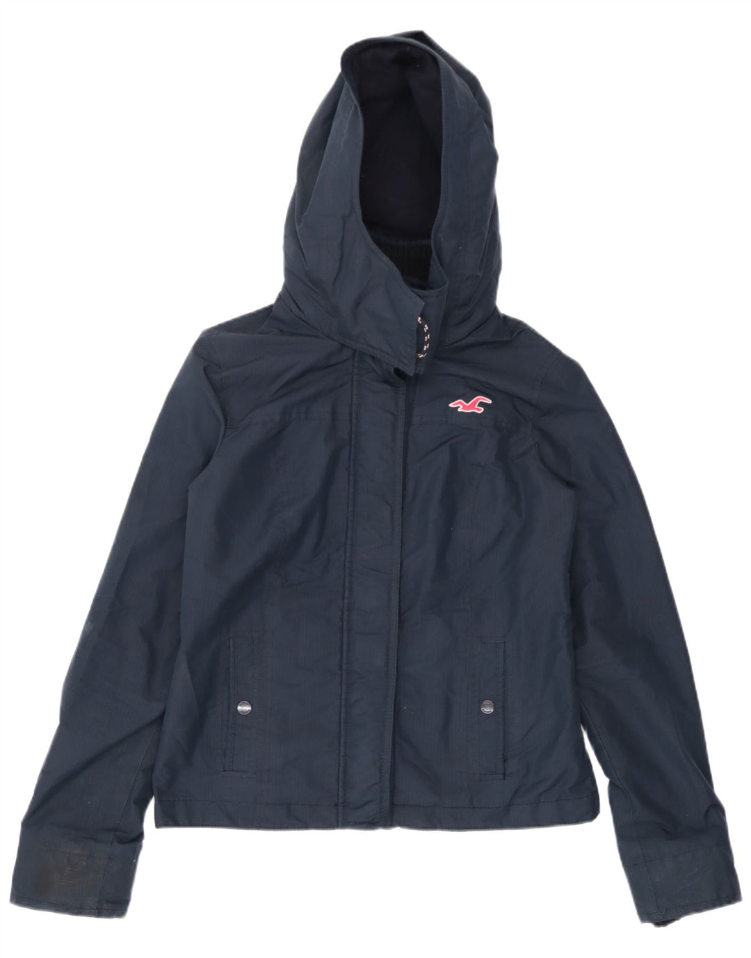 Hollister Veste bomber à capuche pour femme UK 10 Small Bleu marine Polyester