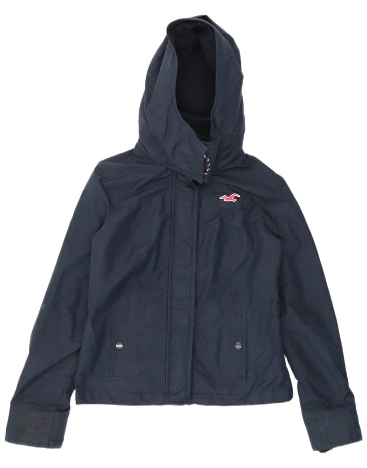 Hollister Veste bomber à capuche pour femme UK 10 Small Bleu marine Polyester