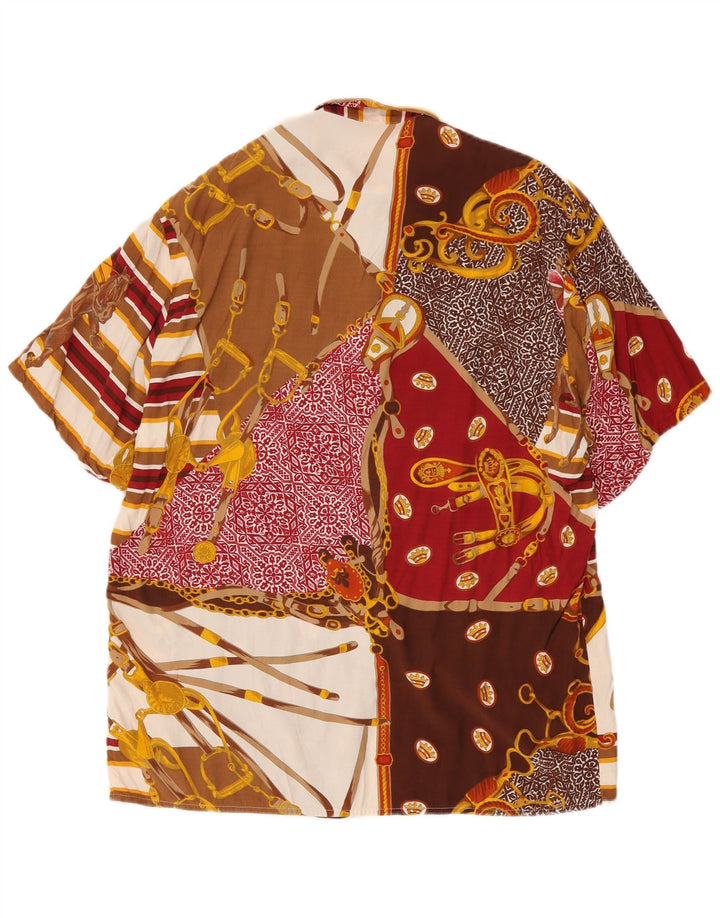 Chemise à manches courtes d'équitation vintage pour femmes IT 44 moyen multicolore