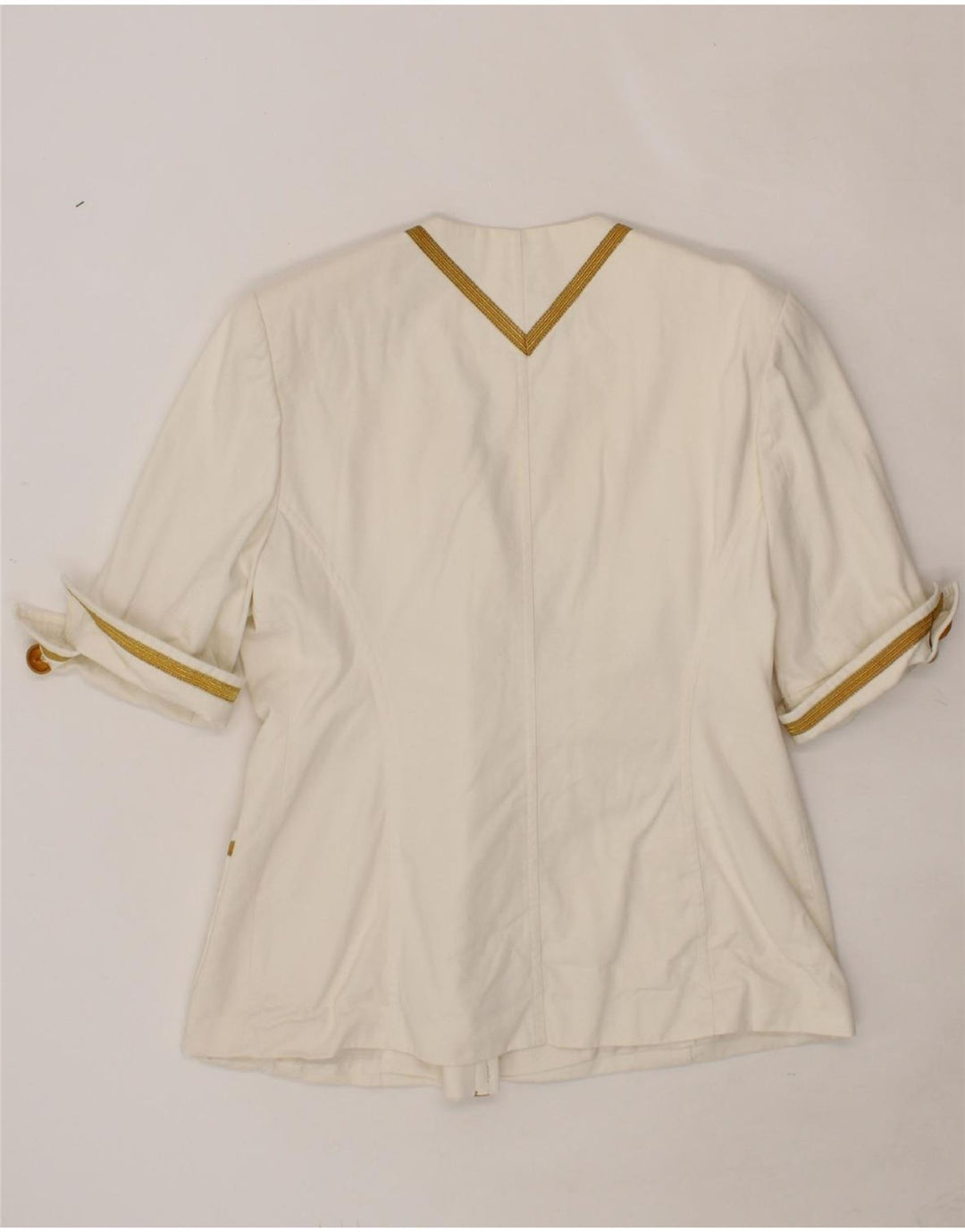 RENZO Womens Short Sleeve Double Breasted Blazer Jacket IT 44 Medium White Vintage Renzo and Second-Hand Renzo from Messina Hembry 