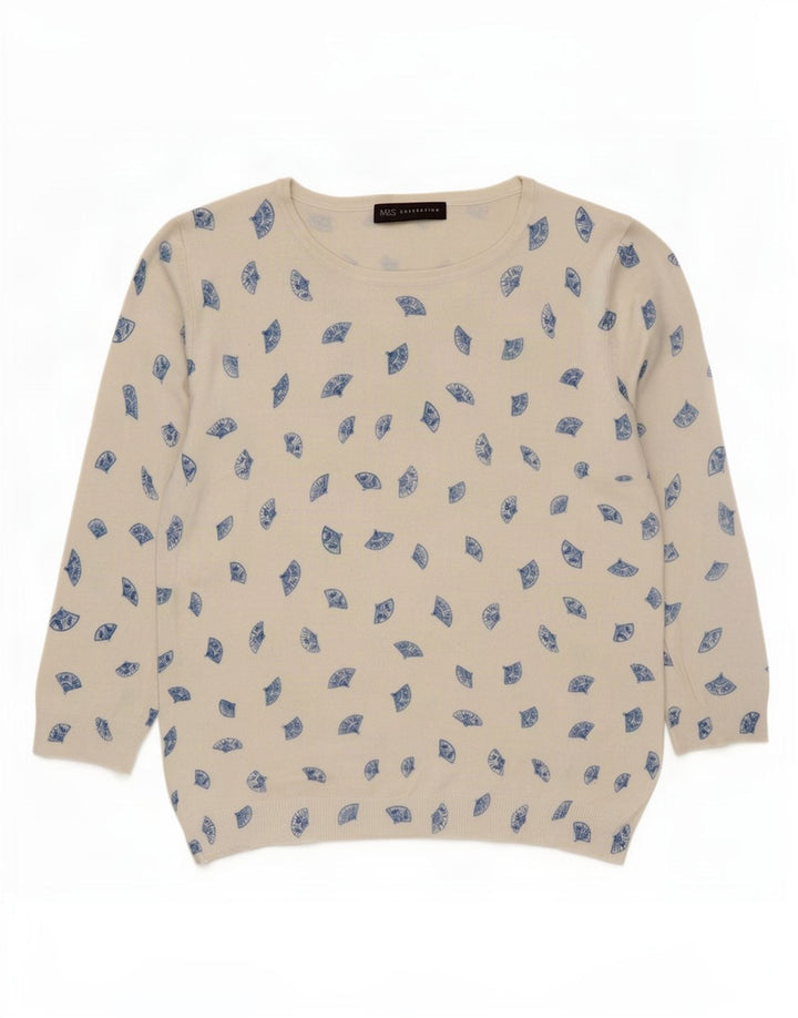 Marks & Spencer Pull à col bateau à motif abstrait pour femme UK 12 Medi