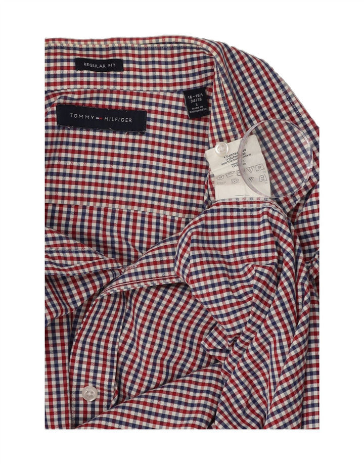TOMMY HILFIGER Mens Regular Fit Shirt Size 16 1/2 Large Red Check Vintage Tommy Hilfiger and Second-Hand Tommy Hilfiger from Messina Hembry 