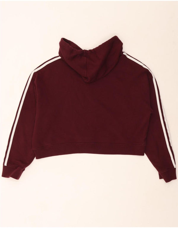 ADIDAS Pull à capuche court surdimensionné pour femme UK 14 Coton bordeaux moyen