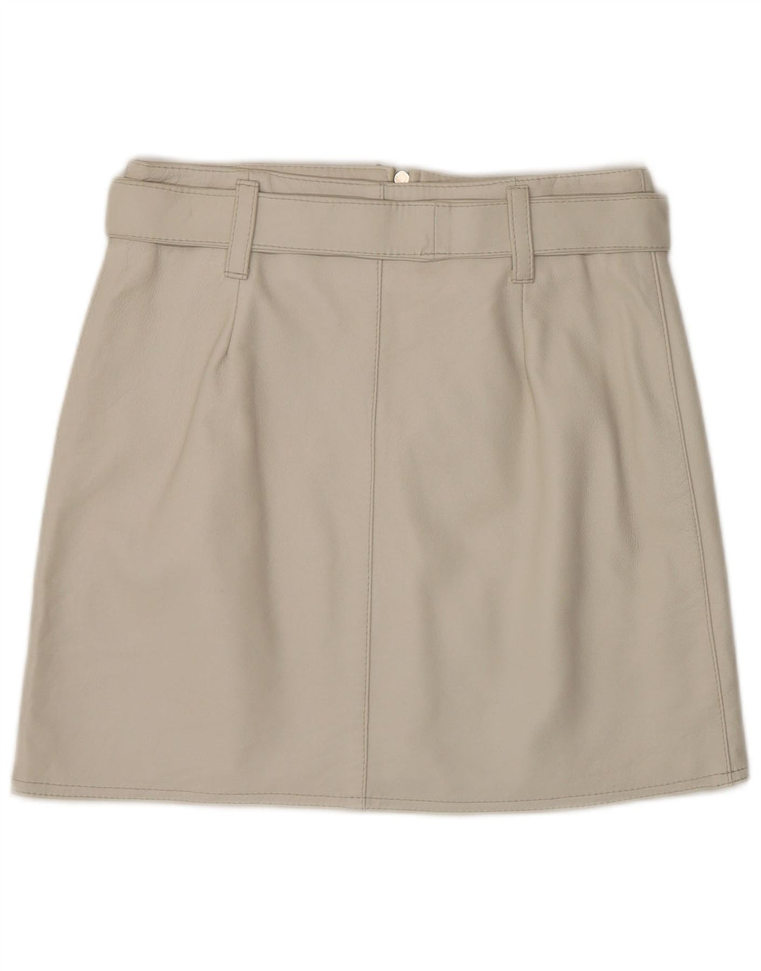 VINTAGE Womens Leather Skirt IT 44 Medium W28 Grey Leather